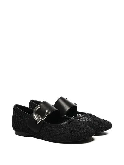 Coccinelle C-me Leather-buckle Mesh Ballet Flats