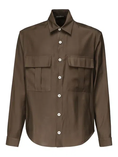 Giuliano Galiano Button-flap Pocket Shirt In Brown