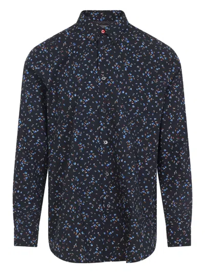 Paul Smith Men's Regular Fit Shirt With All-over Print In Blue