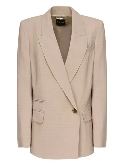 Marciano Double-breasted Gold-button Blazer In Neutral