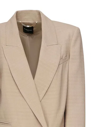 Marciano Double-breasted Gold-button Blazer In Neutral