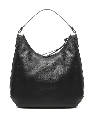 Coccinelle Malory Grained-leather Shoulder Bag In Black