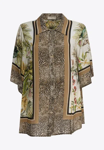 Elie Saab Printed Chiffon Shirt Foulard36 Silk