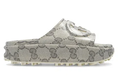 Pre-owned Gucci Gg Oversize Slide Sandal Interlocking G (women's) Sneakers In Beige/ebony