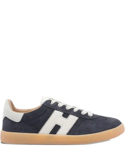 Hogan Navy Suede Leather H Sneakers In Black