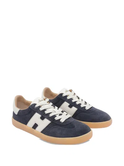 Hogan Navy Suede Leather H Sneakers In Black