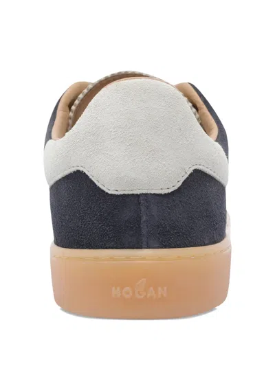 Hogan Navy Suede Leather H Sneakers In Black