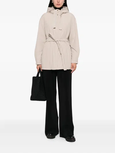 Herno Hooded Belted Jacket In Gray