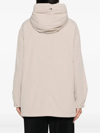 Herno Hooded Belted Jacket In Gray