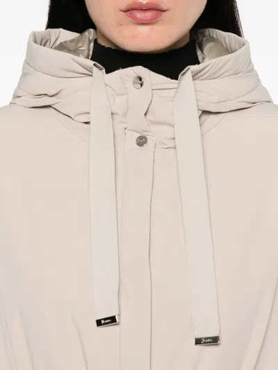 Herno Hooded Belted Jacket In Gray