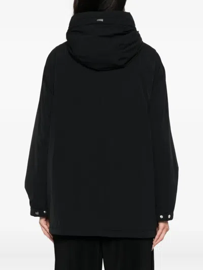 Herno Hooded Belted Jacket In Black