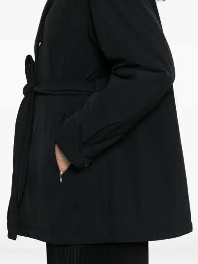 Herno Hooded Belted Jacket In Black