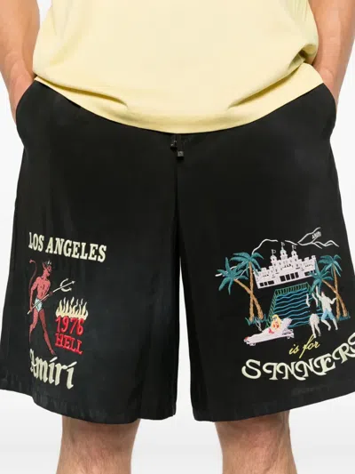 Amiri Embroidered-design Shorts In Blue