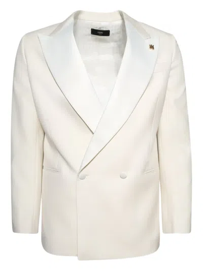 Amiri Double-breasted Peak-lapel Blazer In White