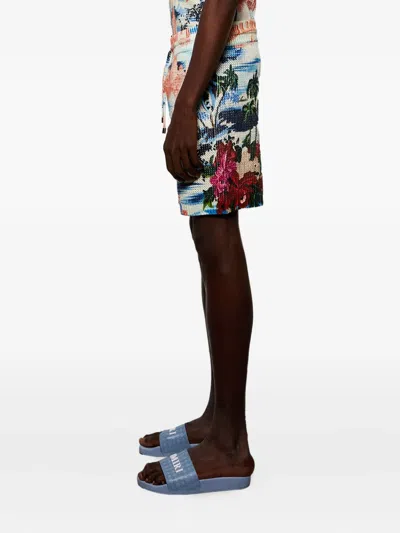Amiri Cityscape Printed Drawstring Shorts In Multi
