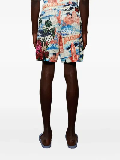 Amiri Cityscape Printed Drawstring Shorts In Multi