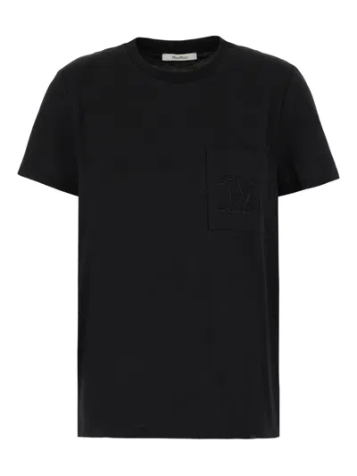 Max Mara Papaia Logo Cotton T-shirt In Black