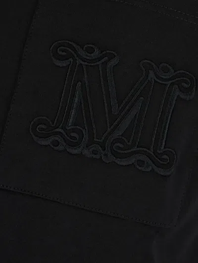 Max Mara Papaia Logo Cotton T-shirt In Black
