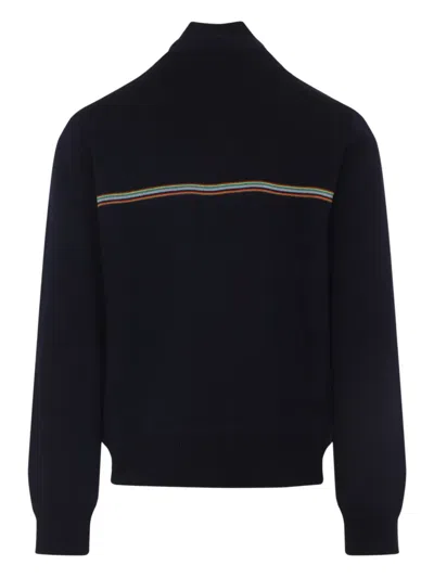Paul Smith Zip-up Jacket With Colorful Striped Accents In Black