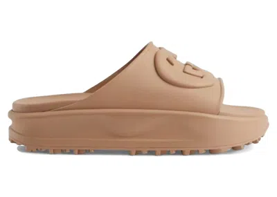 Pre-owned Gucci Gg Oversize Slide Sandal Interlocking G Light (women's) Sneakers In Brown