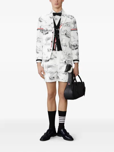 Thom Browne Scenic Intarsia Cardigan In Black