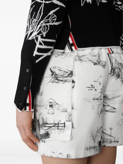 Thom Browne Scenic Intarsia Cardigan In Black