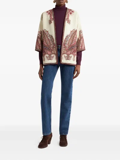 Etro Embroidered Paisley Trim Jacket In Multi