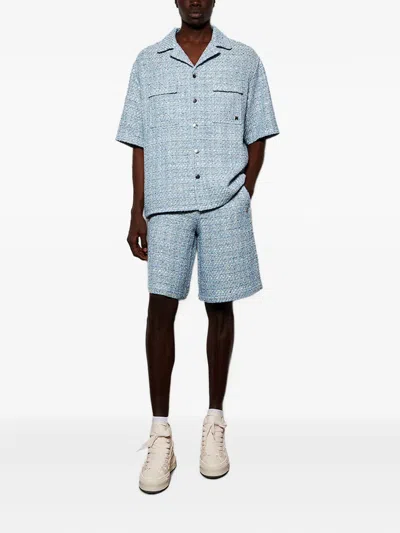 Amiri Boucle Side-pockets Shorts In Blue