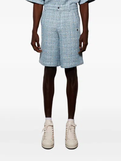 Amiri Boucle Side-pockets Shorts In Blue