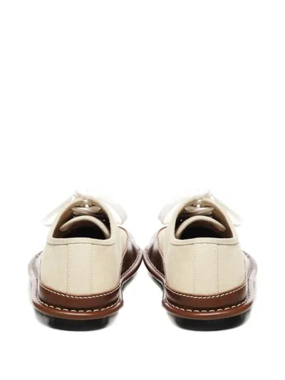 Loewe Bay Lace-up Leather-trimmed Shoes In White