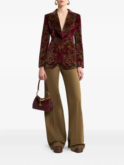 Etro Floral Velvet Single-breasted Jacket In Multi