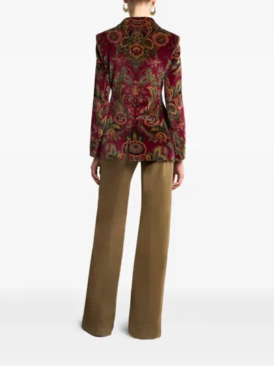 Etro Floral Velvet Single-breasted Jacket In Multi