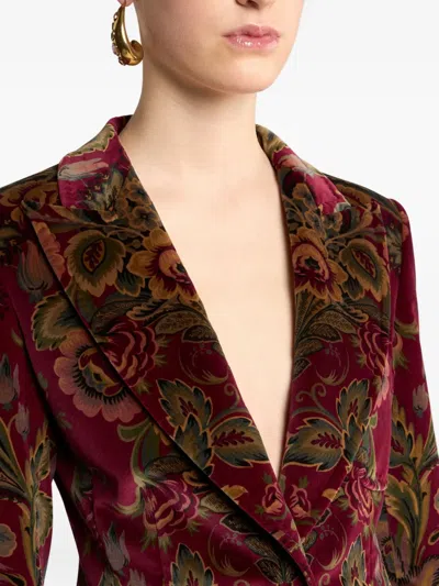Etro Floral Velvet Single-breasted Jacket In Multi