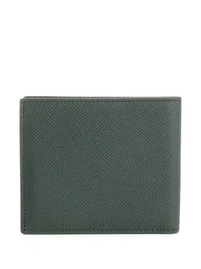 Ferragamo Micro Gancio Leather Bifold Wallet In Green