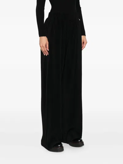 Herno Pleated Wide-leg Trousers In Black