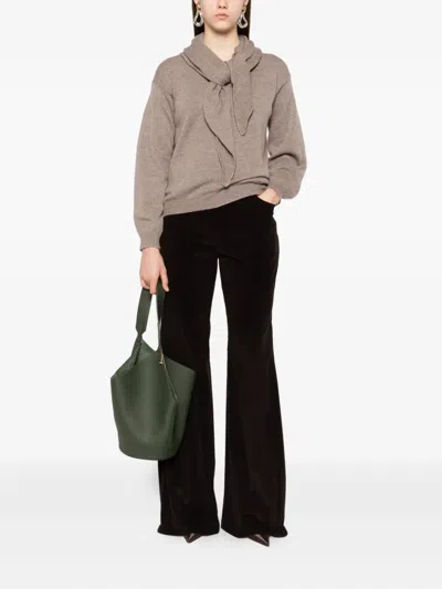 Manzoni 24 Crew-neck Sweater With Scarf In Brown