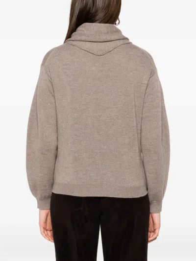 Manzoni 24 Crew-neck Sweater With Scarf In Brown