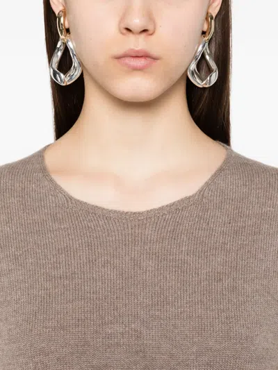 Manzoni 24 Crew-neck Sweater With Scarf In Brown