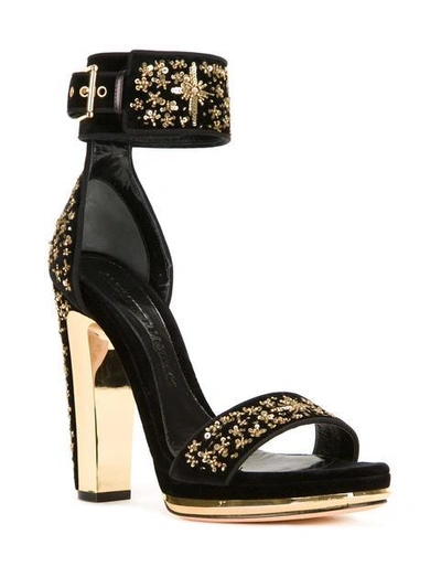 Shop Alexander Mcqueen Buckled Sandals In Black ,metallic