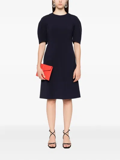Peserico Puff-sleeve Midi Dress In Black