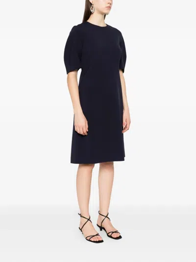 Peserico Puff-sleeve Midi Dress In Black