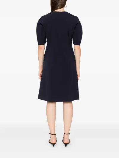 Peserico Puff-sleeve Midi Dress In Black