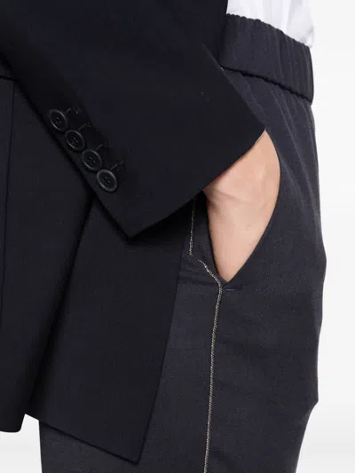 Peserico Elasticated-waist Side-stripe Trousers In Black