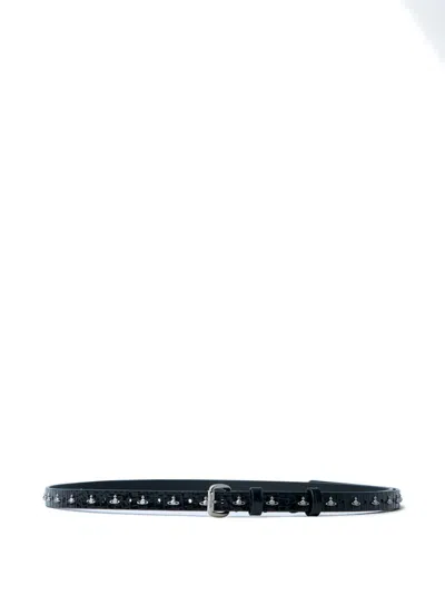 Vivienne Westwood Crocodile-effect Leather Belt In Black