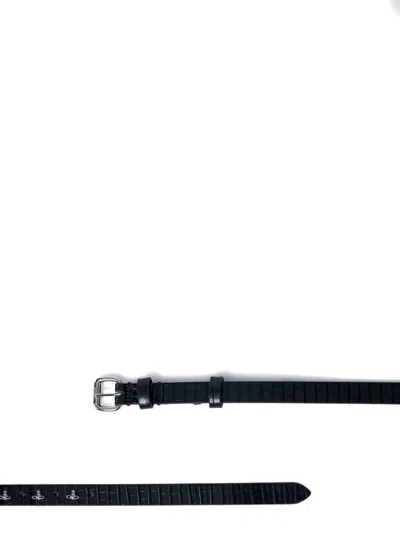 Vivienne Westwood Crocodile-effect Leather Belt In Black