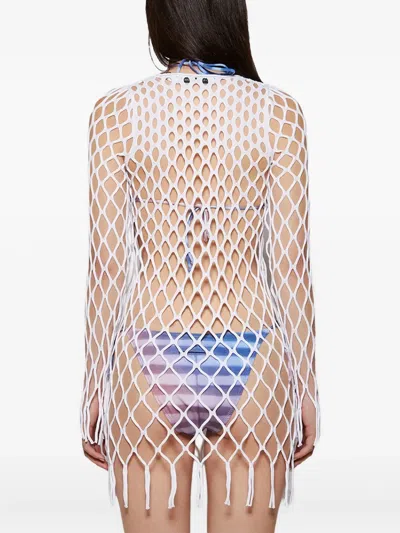 Christopher Esber Mesh Fringe Mini Dress In Neutral