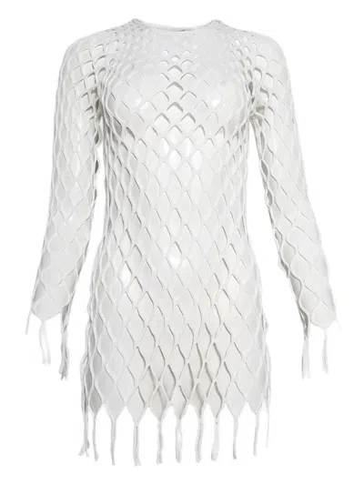 Christopher Esber Mesh Fringe Mini Dress In Neutral
