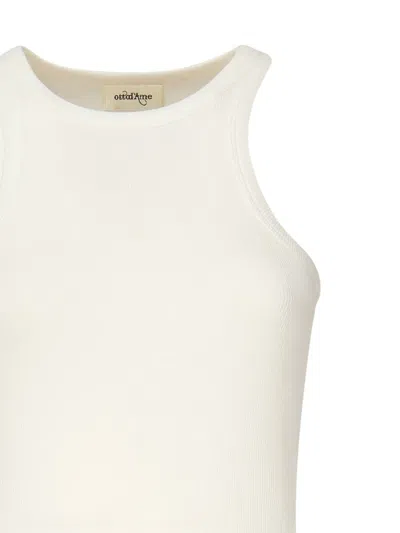 Ottod'ame Ribbed Sleeveless Tank Top In Neutral