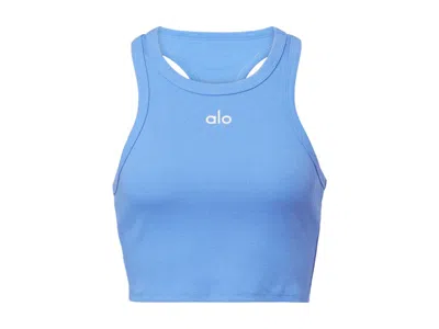 Pre-owned Alo Yoga Women's Aspire Cottonblend Jersey Crop Top In Crystal Clear Blue/white In Multi