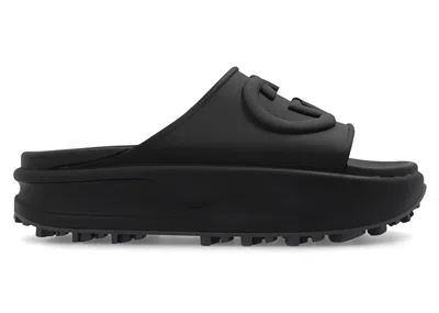 Pre-owned Gucci Gg Oversize Slide Sandal Interlocking G (women's) Sneakers In Black